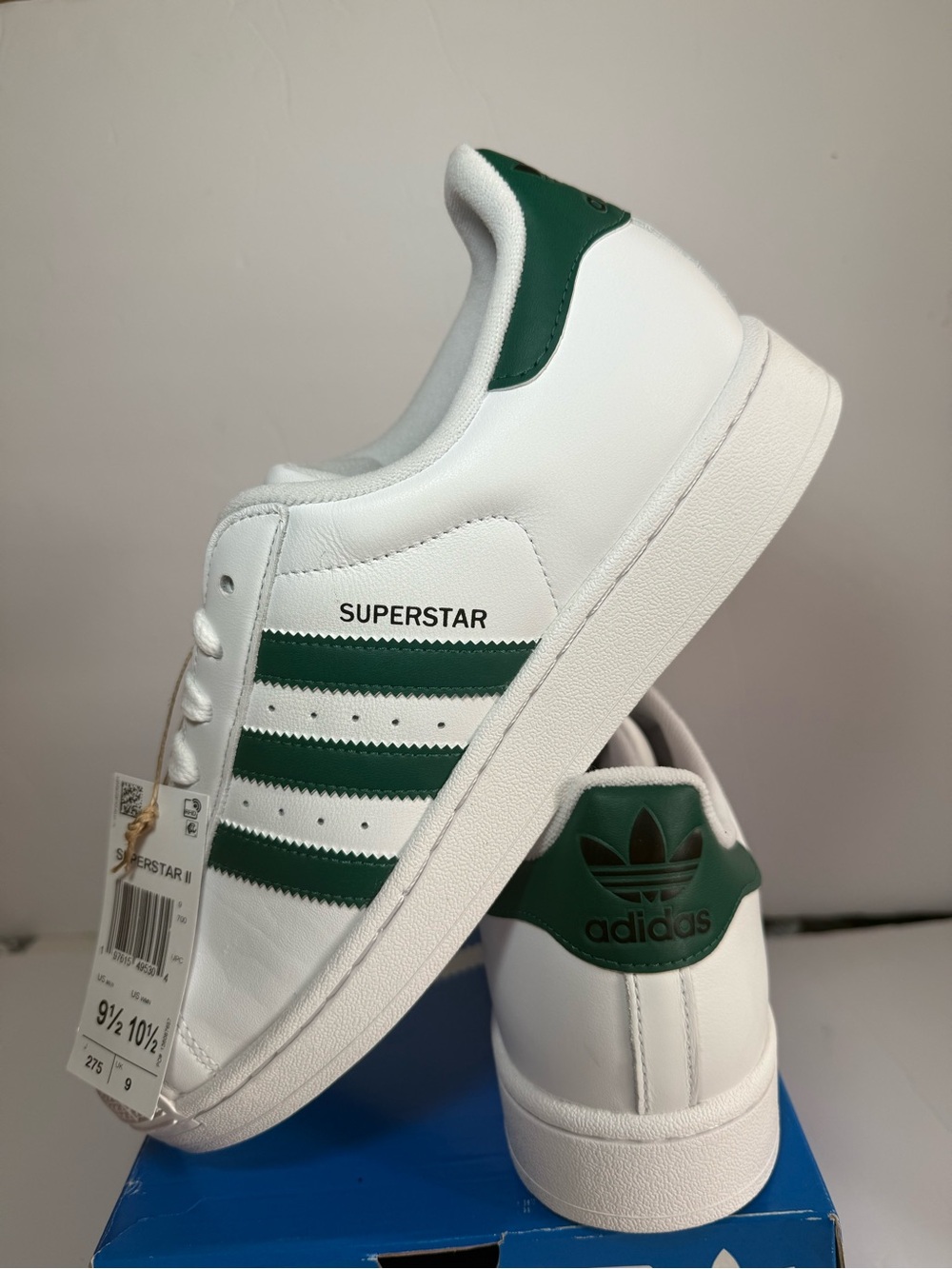 Adidas Superstar II White Green Stripe Sneakers - Men’s 9.5 (Wmn’s 10.5) - NWT